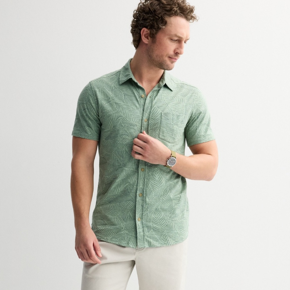 NWOT Sonoma Men's Leafy Green Casual Button Down Shirt